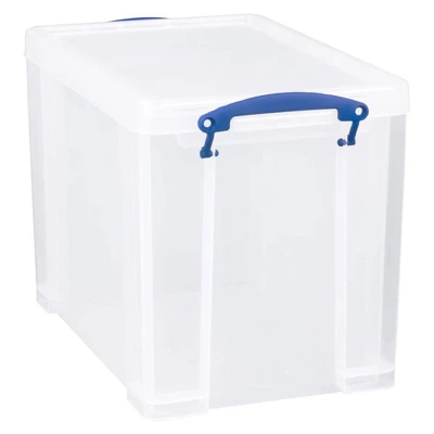 Really Useful Box 19 Liter Plastic Stackable Storage Container W/ Snap Lid & Built-In Clip Lock Handles For Home & Office Organization, Clear (5 Pack) 1 Really Useful Box 19 Liter Plastic Stackable Storage Container W/ Snap Lid & Built-In Clip Lock Handles For Home & Office Organization, Clear (5 Pack)