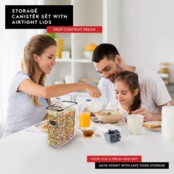 DWËLLZA KITCHEN Airtight Food Cereal BPA-Free Storage Containers For Pantry Organization And Storage, Flour & Sugar Includes 1 Marker & 8 Labels