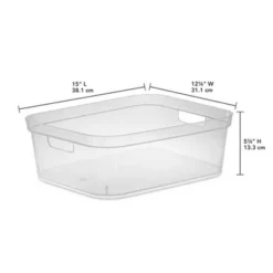 Sterilite 5.25 X 12.25 X 15 Inch Medium Modern Storage Bin W/ Comfortable Carry Through Handles & Banded Rim For Household Organization, Clear 16 Pack