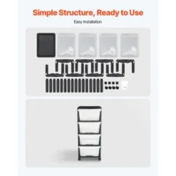 VEVOR Plastic Storage Drawers Cart, 4 Drawers Storage Organizer With Wheels, Rolling Closet Organization And Storage Dividers, Transparent&Black -Rubbermaid Shop GUEST 09ea6c72 8789 4d16 8eb9 0ed5ca19075b