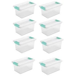 Sterilite Medium Stackable Clear Plastic Storage Tote Container With Clear Latching Lid & Green Clips For Home & Office Organization -Rubbermaid Shop GUEST 0a65a092 ffbb 4c76 a2f7 4bbe5f206c5e