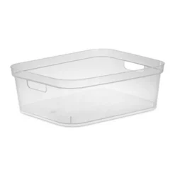 Sterilite 5.25 X 12.25 X 15 Inch Medium Modern Storage Bin W/ Comfortable Carry Through Handles & Banded Rim For Household Organization, Clear 8 Pack