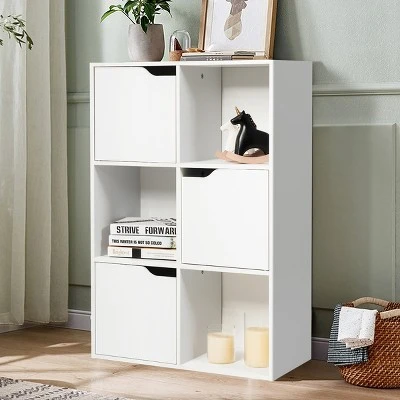 Costway 6 Cube Bookcase Cabinet Wood Bookcase Storage Shelves Room Divider Organization 5 Costway 6 Cube Bookcase Cabinet Wood Bookcase Storage Shelves Room Divider Organization - Image 5