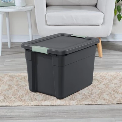 Sterilite 6 Pack Stackable Plastic Storage Tote Container Organizer Bin With Latching Lid For Home And Garage Organization,12 Gallon, Gray/Green 4 Sterilite 6 Pack Stackable Plastic Storage Tote Container Organizer Bin With Latching Lid For Home And Garage Organization,12 Gallon, Gray/Green - Image 4