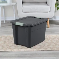 Sterilite 12 Pack Stackable Plastic Storage Tote Container Organizer Bin With Latching Lid For Home And Garage Organization,12 Gallon, Gray/Green -Rubbermaid Shop GUEST 1070d0c8 3f18 4a58 905f f4efe2a41785 2