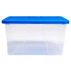 Homz Snaplock 12-Quart Plastic Multipurpose Stackable Storage Container Bins With Blue Snaplock Lid For Home And Office Organization, Clear (4 Pack) -Rubbermaid Shop GUEST 11114a3b 9ba1 49b0 8db7 a38455a0b987