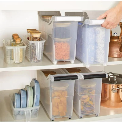 The Lakeside Collection Plastic Storage Bin With White Handle And Rolling Wheels For Kitchen, Pantry, Craft, Office Or Toy Organization 3 The Lakeside Collection Plastic Storage Bin With White Handle And Rolling Wheels For Kitchen, Pantry, Craft, Office Or Toy Organization - Image 3