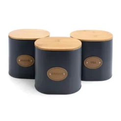 MegaChef Kitchen Food Storage And Organization 5 Piece Canister Set In Grey With Bamboo Lids -Rubbermaid Shop GUEST 11f1d9ec 9c1f 43f2 bf33 1aed5a2f0649