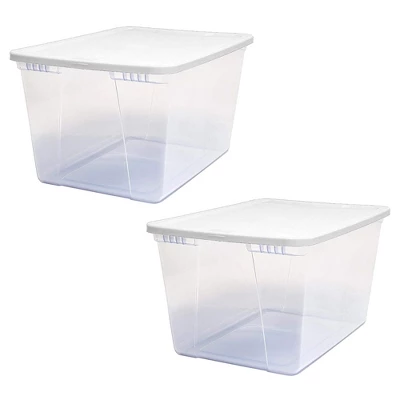 Homz 56 Quart Snaplock Clear Plastic Storage Tote Container Bin With Secure Lid And Handles For Home And Office Organization (4 Pack) 1 Homz 56 Quart Snaplock Clear Plastic Storage Tote Container Bin With Secure Lid And Handles For Home And Office Organization (4 Pack)