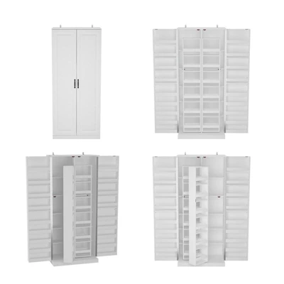 FUFU&GAGA Rotating Pantry Cabinet,Large Capacity Kitchen Storage Hutch,Double Doors With Compartments,Kitchen Organization,White 12 FUFU&GAGA Rotating Pantry Cabinet,Large Capacity Kitchen Storage Hutch,Double Doors With Compartments,Kitchen Organization,White - Image 12