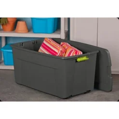 Sterilite Large 45 Gallon Storage Tote Boxes With Wheels And Latching Indexed Lid For Home Organization, Gray And Green, (4 Pack) 6 Sterilite Large 45 Gallon Storage Tote Boxes With Wheels And Latching Indexed Lid For Home Organization, Gray And Green, (4 Pack) -Rubbermaid Shop GUEST 22994e40 42a5 4d3d 8416 e90e7e4a3655