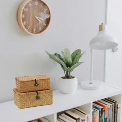 Itopfox Set Of 2 Wicker Baskets With Lids, Seagrass Woven Storage Bins For Home Organization, Decorative Storage Baskets For Any Room -Rubbermaid Shop GUEST 22d8c8b7 692a 460e 937f c4a4b47628f5