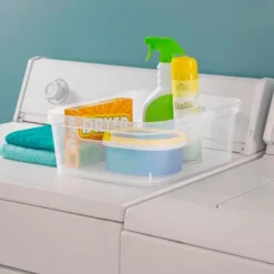 Sterilite 5.25 X 12.25 X 15 Inch Medium Modern Storage Bin W/ Comfortable Carry Through Handles & Banded Rim For Household Organization, Clear 24 Pack -Rubbermaid Shop GUEST 24e45d24 1e6b 41d9 b2f6 f3214eefa4af 1