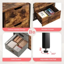 Bestier Buffet Hallway And Living Room Storage Cabinet With 7 Drawers For Home Office And Bedroom For Decluttering And Organization, Rustic Brown