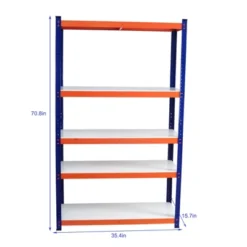 SEVOBAL Utility Storage Shelves Heavy Duty 5 Tier Metal Shelving Unit Vividly Ample Garage Home Organization Home, Blue Orange, 71"*35.4"*15.7"