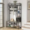 5-in-1 Entryway Hall Tree - Coat Rack With Shoe Storage Bench, 5 Shelves & Storage Basket, Holds 200lbs, Easy Assembly For Hallway/Entry Organization