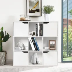 Tangkula 9 Cube Bookcase Toys Storage Bookshelf Freestanding Wood Cubby Display Cabinet Organization -Rubbermaid Shop GUEST 2b6383e5 7685 49cf a4c7 ed4901ef3fb3
