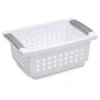 Sterilite Small Plastic Stacking Storage Basket Container Totes W/ Comfort Grip Handles And Flip Down Rails For Household Organization, White, 8 Pack