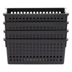 Farmlyn Creek 4 Pack Small Plastic Storage Baskets Bins With Handles For Bathroom, Laundry Room & Closet Organization, Black -Rubbermaid Shop GUEST 374a5c41 bff5 4889 aaf0 fdaad1444007