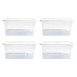 Homz 12-Quart Snaplock Clear Plastic Storage Tote Container Bin With Secure Lid And Handles For Home And Office Organization (8 Pack)