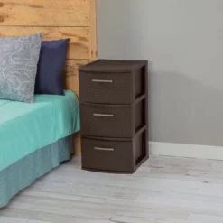 Sterilite 3 Drawer Storage Tower, Plastic Decorative Weave Drawers For Dorm, Closet, Bedroom, Or Craft Room Organization, 2 Pack, Espresso -Rubbermaid Shop GUEST 3a2dc1b6 a311 459b 8855 457ecad04069 2