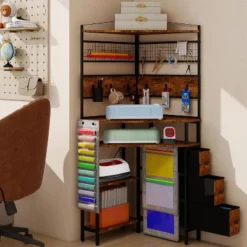 ELECWISH Craft Storage Shelf, Brown Cornor Storage Cabinet With Drawers, Vinyl Organization Solutions Table, Art Room Furniture -Rubbermaid Shop GUEST 3b8ae0d8 2203 4ec2 9ab5 d719a499ceb7