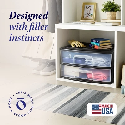 Homz 2 Pack Storage Cart, Wide Body 2 Drawer Plastic Container For Home And Office Organization, Black Frame With Clear Drawers 1 Homz 2 Pack Storage Cart, Wide Body 2 Drawer Plastic Container For Home And Office Organization, Black Frame With Clear Drawers