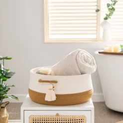 Itopfox Woven Storage Basket For Blankets, Toys, And Laundry - Collapsible Cotton Rope Hamper For Living Room, Nursery, And Home Organization (Brown) 8 Itopfox Woven Storage Basket For Blankets, Toys, And Laundry - Collapsible Cotton Rope Hamper For Living Room, Nursery, And Home Organization (Brown) -Rubbermaid Shop GUEST 3cf0f025 5747 44e6 abdd 87c66f5f7793