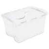 Sterilite Single 48-Quart Clear Hinged Lid Storage Tote Box Container With Attached Hinged Lids For Home Organization, (12 Pack)