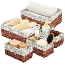Set Of 5 Brown Woven Storage Nesting Baskets For Closet Organization, Bathroom Shelves, Pantry, Vanity, Bathroom, Small, Rectangular, 3 Sizes -Rubbermaid Shop GUEST 403e3d7a 27e7 48cd a107 9693127814f6
