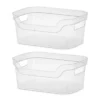 Sterilite 9.5 X 6.5 X 4 Inch Small Open Scoop Front Clear Storage Bin With Comfortable Carry Through Handles For Household Organization