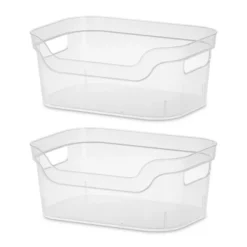 Sterilite 9.5 X 6.5 X 4 Inch Small Open Scoop Front Clear Storage Bin With Comfortable Carry Through Handles For Household Organization