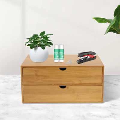 YIYIBYUS Mini Bamboo Desk Drawer Tabletop Storage Organization Box For Office Home 2 YIYIBYUS Mini Bamboo Desk Drawer Tabletop Storage Organization Box For Office Home - Image 2