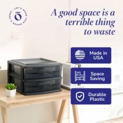 Homz 2 Pack Storage Cart, Medium 2 Drawer Plastic Container For Home And Office Organization, Black Frame With Smoke Tint Drawers -Rubbermaid Shop GUEST 43cc48e6 7d58 41e2 a1a9 f2d6ff30f458