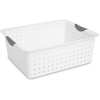 Sterilite Ultra Storage Basket With Handles For At Home Or Classroom Organization, In Size Large (12 Pack), Medium (6 Pack), White 2 Sterilite Ultra Storage Basket With Handles For At Home Or Classroom Organization, In Size Large (12 Pack), Medium (6 Pack), White - Image 2