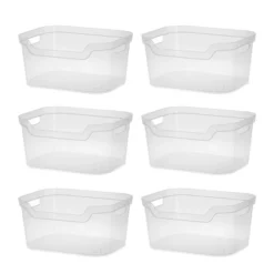 Sterilite 7 X 11 X 14.25 Inch Polished Open Scoop Front Storage Bin With Comfortable Carry Through Handles For Household Organization, Clear -Rubbermaid Shop GUEST 474c25f3 45c3 4e93 bd85 e590e4a7878b