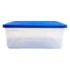Homz 28 Quart Snaplock Clear Plastic Storage Tote Container Bin With Secure Lid And Handles For Home And Office Organization, Blue (4 Pack) 6 Homz 28 Quart Snaplock Clear Plastic Storage Tote Container Bin With Secure Lid And Handles For Home And Office Organization, Blue (4 Pack) -Rubbermaid Shop GUEST 492f42d8 7d3a 44cb 8197 063cdccc051c