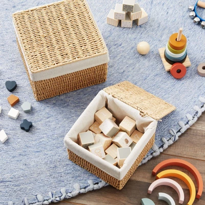 Juvale Juvale 2-Pack Storage Basket With Lids, Wicker Shelf Baskets For Bathroom Organization And Home Décor (2 Sizes) 1 Juvale Juvale 2-Pack Storage Basket With Lids, Wicker Shelf Baskets For Bathroom Organization And Home Décor (2 Sizes)