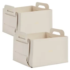 Juvale 2 Pack Faux Leather Foldable Storage Bins With Handles, Collapsible Baskets For Home Organization, Grey, 10 X 6.5 In -Rubbermaid Shop GUEST 4fe4eb06 a8ec 47c6 857a 28b600935f86