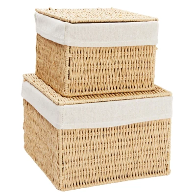Juvale Juvale 2-Pack Storage Basket With Lids, Wicker Shelf Baskets For Bathroom Organization And Home Décor (2 Sizes) 6 Juvale Juvale 2-Pack Storage Basket With Lids, Wicker Shelf Baskets For Bathroom Organization And Home Décor (2 Sizes) - Image 6