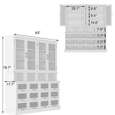 Famapy Multi-Functional Kitchen Cabinet & Pantry,Large - Capacity Food Storage Cabinet With Glass Doors,Easy Organization & Display For Home Kitchen 10 Famapy Multi-Functional Kitchen Cabinet & Pantry,Large - Capacity Food Storage Cabinet With Glass Doors,Easy Organization & Display For Home Kitchen - Image 10