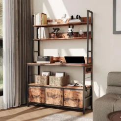 Industrial 5-Tier Bakers Rack With Power Outlet, Microwave Stand With Storage Cabinet & 10 Hooks For Kitchen Organization -Rubbermaid Shop GUEST 5296677e fe08 4824 bd30 9b529c90ae77