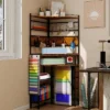 ELECWISH Craft Storage Shelf, Brown Cornor Storage Cabinet With Drawers, Vinyl Organization Solutions Table, Art Room Furniture