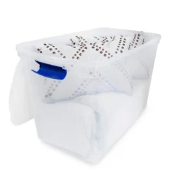 Homz 112 Quart Multipurpose Stackable Storage Container Tote Bins With Secure Latching Lids For Home And Office Organization, Clear (2 Pack) -Rubbermaid Shop GUEST 5785e161 29fe 4002 ba5a 308a79d05562