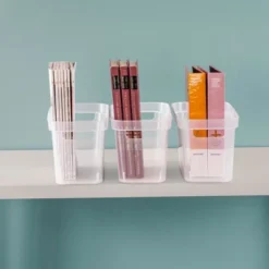 Sterilite 6.25x6.25x15 Inch Narrow Modern Storage Bin W/ Comfortable Carry Through Handles And Banded Rim For Household Organization, Clear (16 Pack) -Rubbermaid Shop GUEST 59bc977b cca8 4141 bda6 b182bad68606