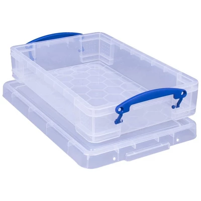 Really Useful Box 4 Liter Plastic Stackable Storage Container W/ Snap Lid & Built-In Clip Lock Handles For Home & Office Organization, Clear (2 Pack) 2 Really Useful Box 4 Liter Plastic Stackable Storage Container W/ Snap Lid & Built-In Clip Lock Handles For Home & Office Organization, Clear (2 Pack) - Image 2
