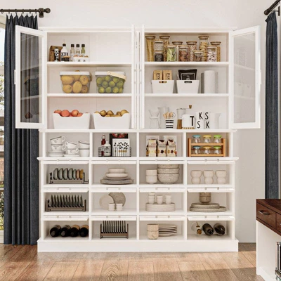 Famapy Multi-Functional Kitchen Cabinet & Pantry,Large - Capacity Food Storage Cabinet With Glass Doors,Easy Organization & Display For Home Kitchen 3 Famapy Multi-Functional Kitchen Cabinet & Pantry,Large - Capacity Food Storage Cabinet With Glass Doors,Easy Organization & Display For Home Kitchen - Image 3