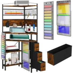 ELECWISH Craft Storage Shelf, Brown Cornor Storage Cabinet With Drawers, Vinyl Organization Solutions Table, Art Room Furniture -Rubbermaid Shop GUEST 63186957 93b8 43fb 9471 1e71d7f584d0