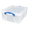 Really Useful Box 17 Liter Plastic Stackable Storage Container With Snap Lid & Built-In Clip Lock Handles For Home Or Office Organization, Clear