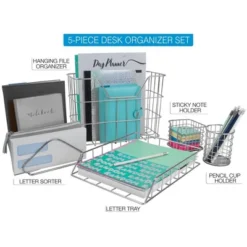 Sorbus Wire Metal 5 In 1 Desk Organizer Set - For Office Storage And Organization -Rubbermaid Shop GUEST 692e0dd2 1be2 4203 8be6 c4559a9ec424
